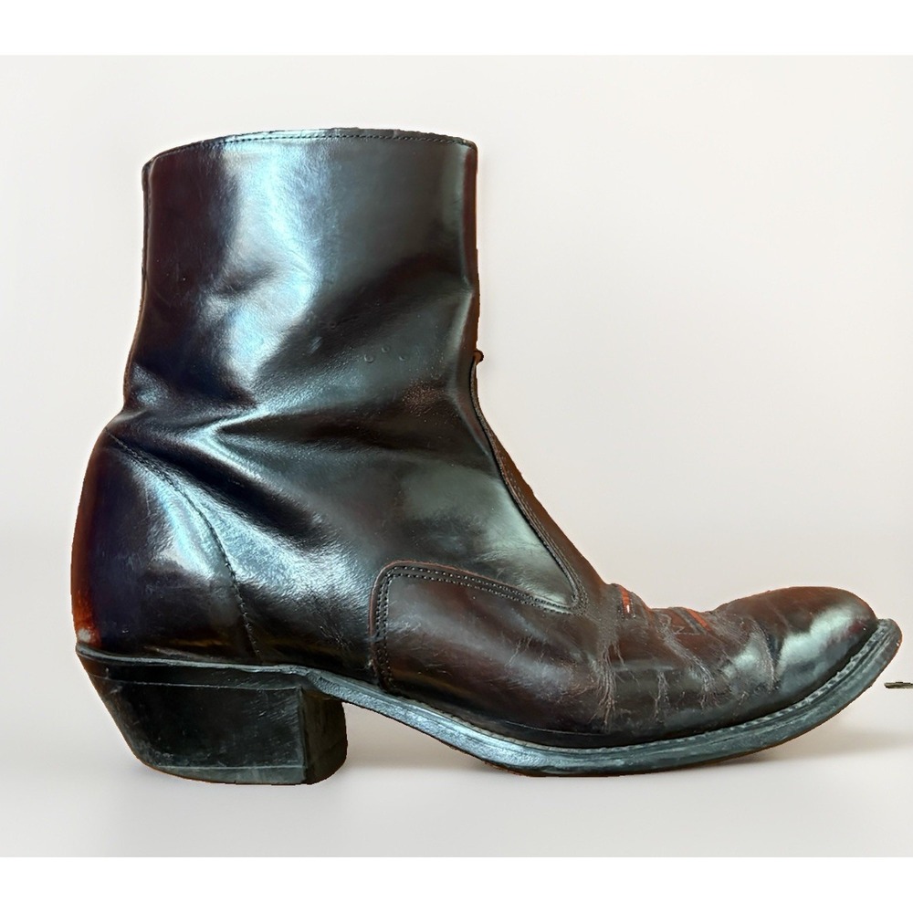 Vintage Texas M353 Side Zip Ankle Boot Cowboy Mens 9.5 EE Made In USA Oxblood